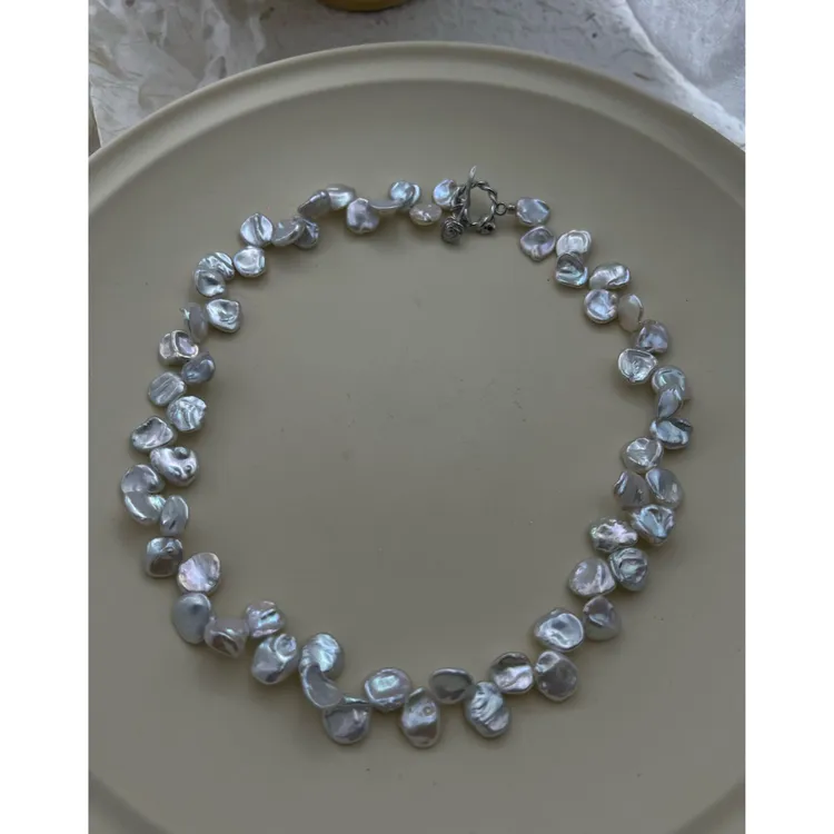 JUNMU天然淡水花瓣珍珠项链精致女神锁骨链颈链多样性发货发一