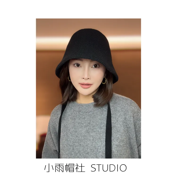 高品质羊毛渔夫帽子女秋冬季新款大头围素颜显脸小百搭盆帽高级感
