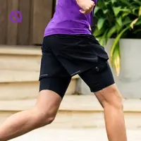 轻功二合一短裤男女款跑步训练短裤透气弹力下装跑步速干裤子