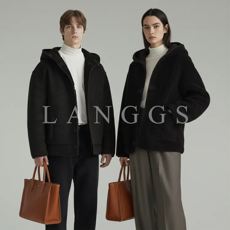 LANGGS&浪叔 25冬季仿麂皮拼摇粒绒双面穿连帽夹克外套-ZJ25079