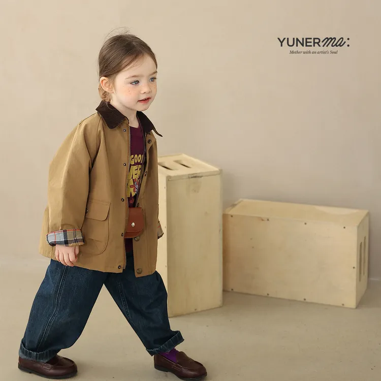 允儿妈女童2025春季新款小众复古短款风衣儿童春秋洋气外套上衣潮