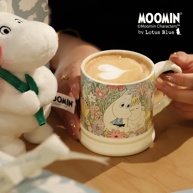 蓝莲花moomin姆明马克陶瓷水杯女生喝水杯子大容量办公室家用漂亮