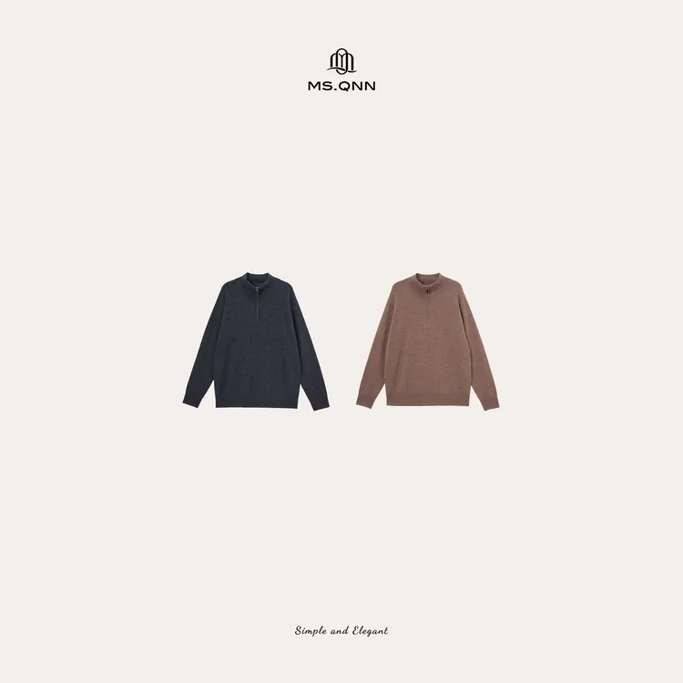 Ms.Qnn“温暖怀抱"L*P家属男款山羊绒半拉链简约针织衫52T1336 Q姐