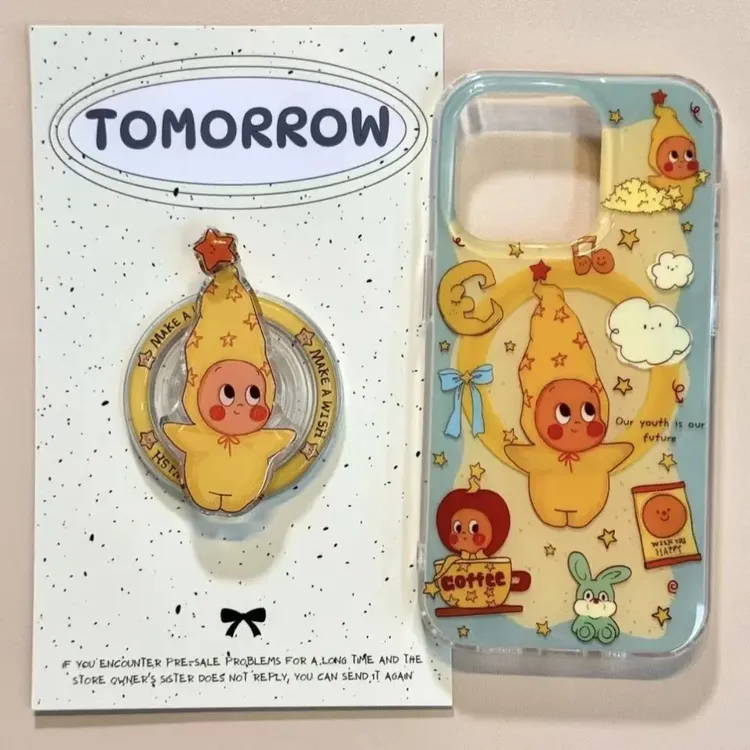 可爱星星人手机壳苹果17promax双层iphone16磁吸支架14防摔硬壳