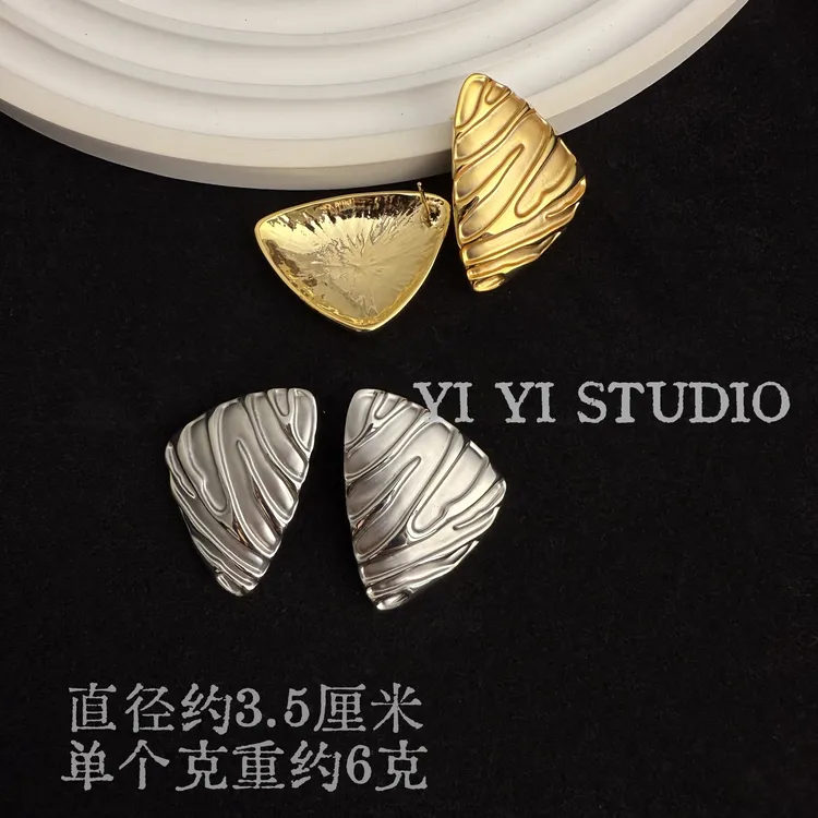 铜合金耳饰 法式个性时尚三角形斑马纹耳饰，气质夸张
