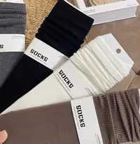 纯棉小腿袜四季基础款ins简约百搭堆堆袜