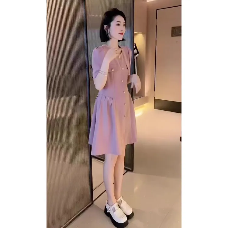 气质轻奢小香风独特时髦茶歇裙夏季2025年高级感显瘦绝美连衣裙女