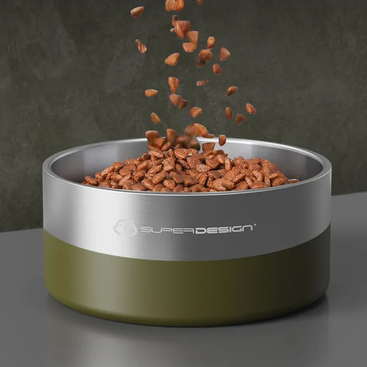 双层304不锈钢宠物碗猫狗饮水喂食护颈防滑防打翻碗盆