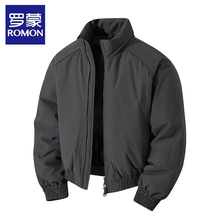 Romon/罗蒙立领飞行员复古夹克棉衣男冬季加厚保暖军绿色外套新款