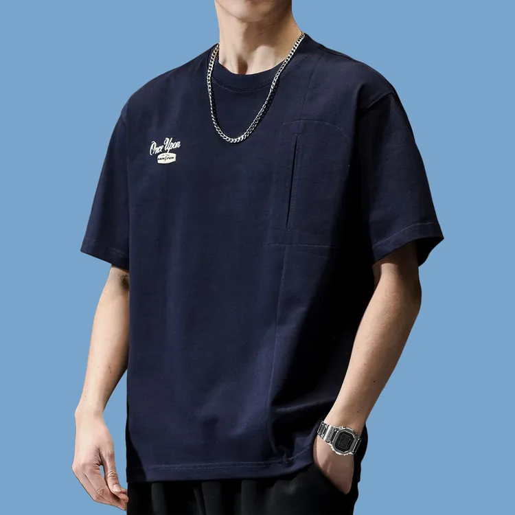 驭瑛美式复古260g重磅男士短袖2025春夏新款潮流刺绣纯棉休闲上衣