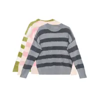 【橙庐】5MS011条纹圆领螺纹拉绒绵羊毛衫 春秋女士时尚针织宽松