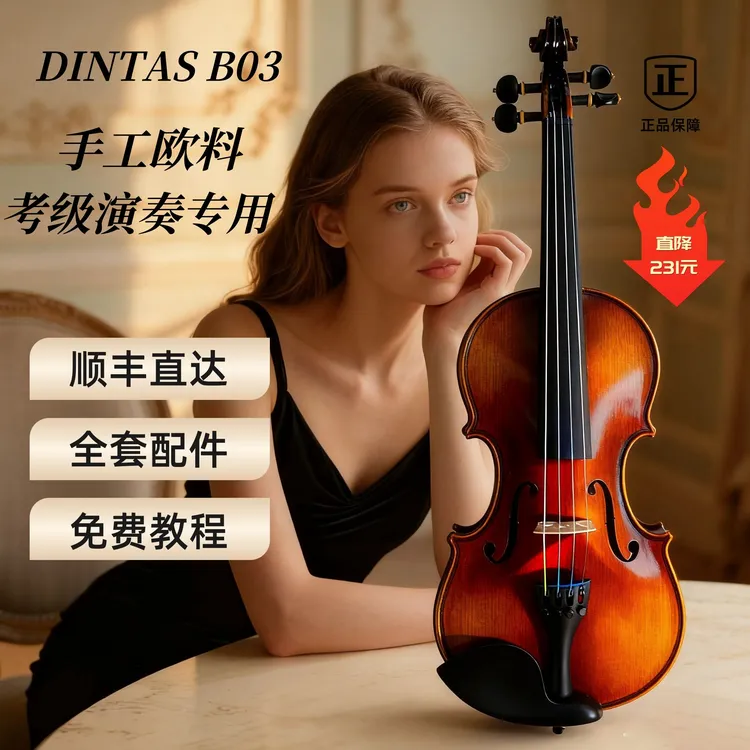 DINTAS/丁塔斯B03实木手工虎纹欧料小提琴演奏专业高档乐器小提琴