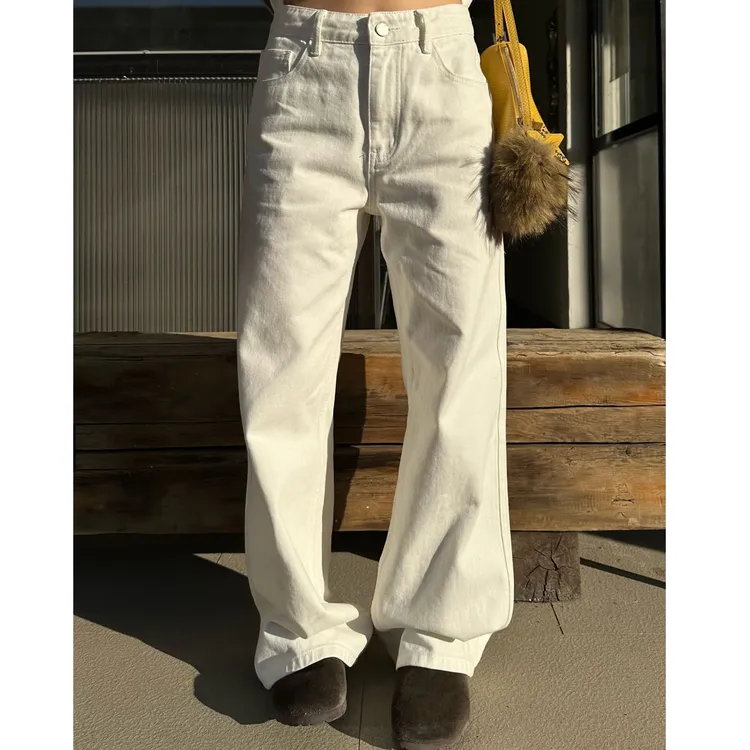 Our2【直筒小白裤】百搭设计感显瘦白牛仔裤【X5703】