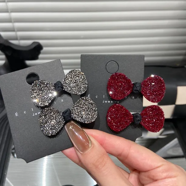 E3980 高级感爆闪蝴蝶结鸭嘴夹发夹精致小香风侧边夹刘海发卡发饰