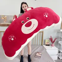 新款红色熊靠枕毛绒玩具玩偶长条抱枕布娃娃公仔生日礼物