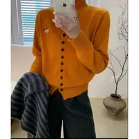 【小马提花】气质开衫女外套气质单排扣针织毛衣宽松上衣Q11