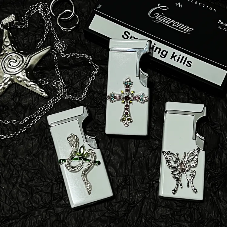 ins手作原创高颜值切换双火直冲蓝焰充气打火机轻奢送男生礼物