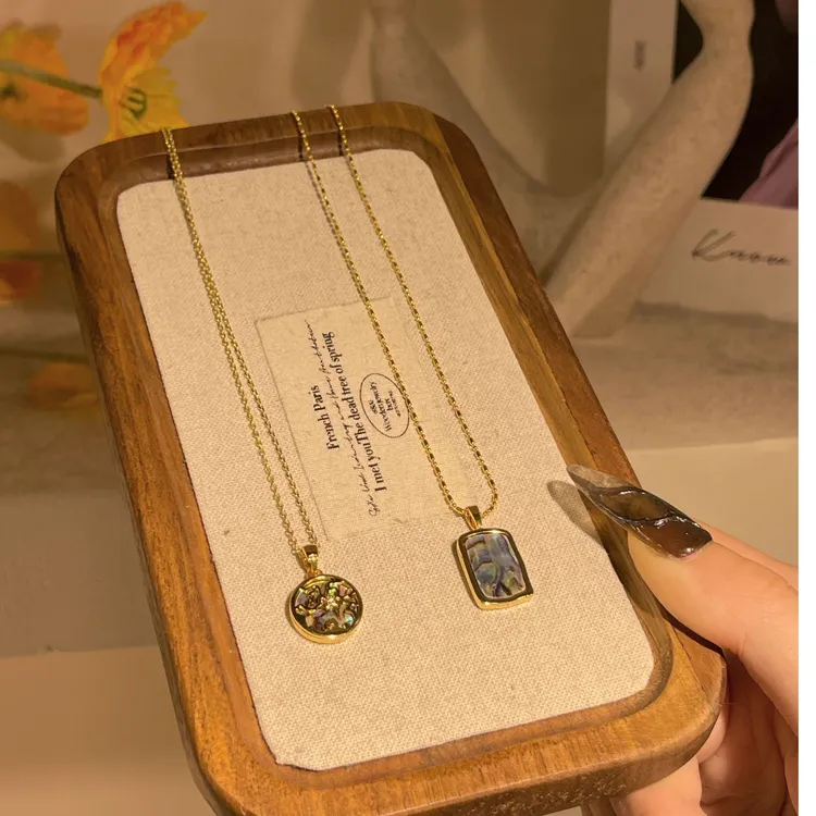 铜合金项链 网红新款贝母小众百搭金色细项链