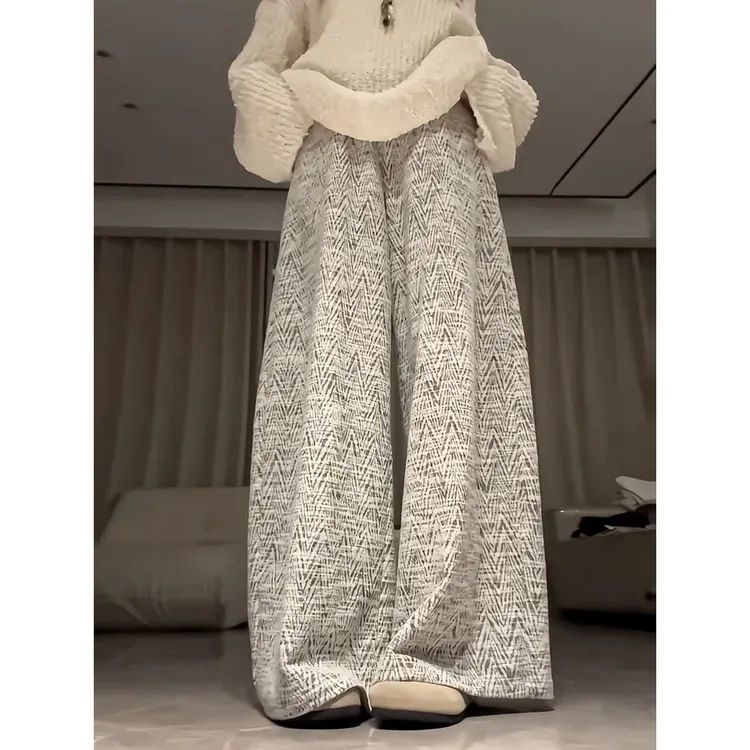 180高个子175加长小香风阔腿裤女设计感高腰显瘦慵懒风垂感休闲裤