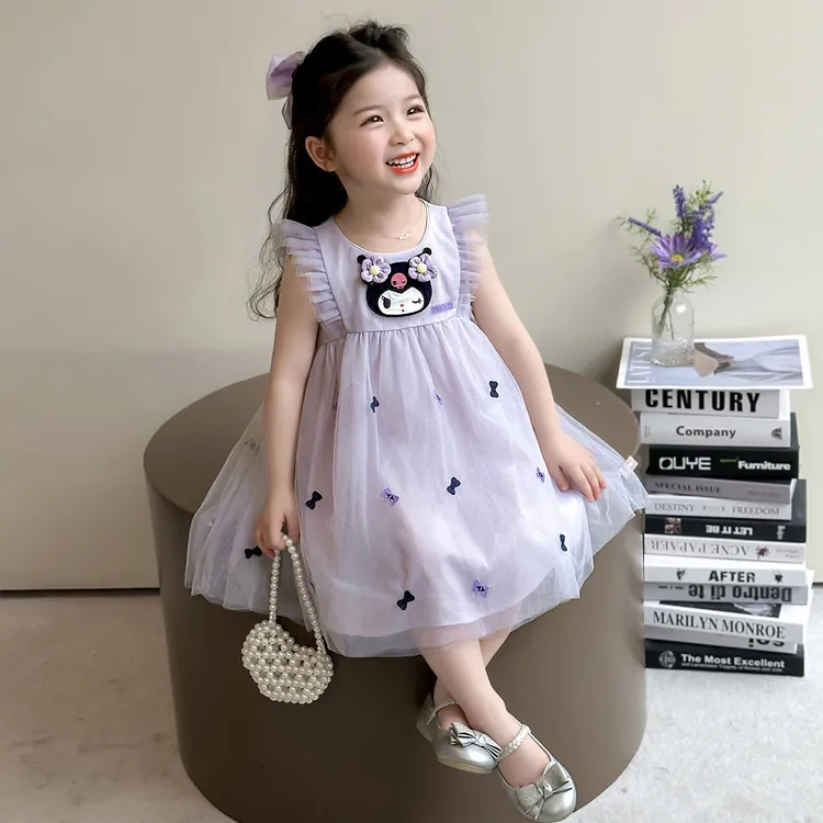 女童连衣裙夏季2025新款洋气儿童网纱裙卡通背心裙宝宝公主裙夏装