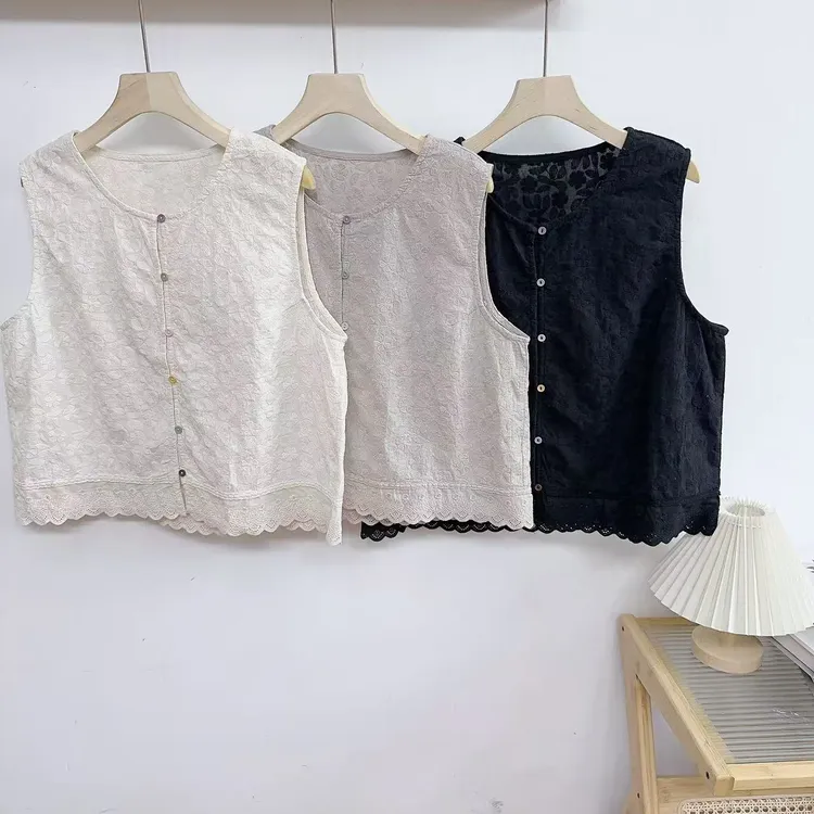 MANXMAN【可可西里马甲】新款圆领刺绣拼接百搭显瘦可叠穿马甲