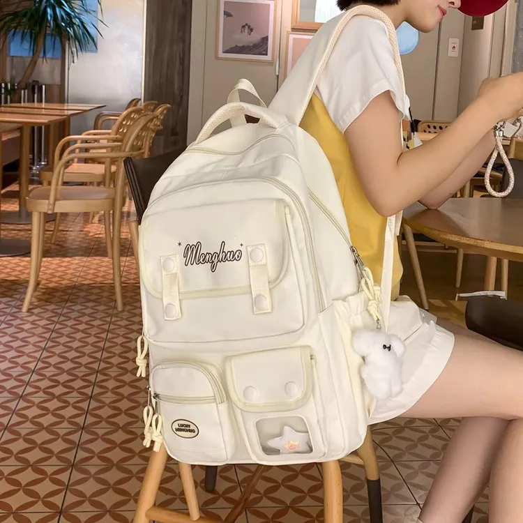 书包风女生可爱韩版大容量双肩包高中生初中生背包双肩包新款黑色