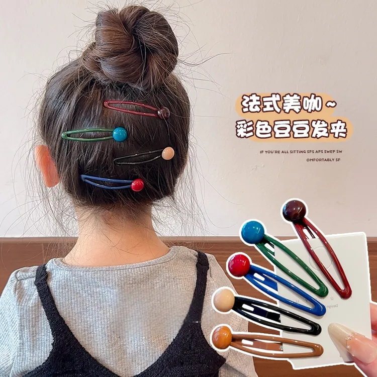 儿童韩版彩色小球发夹掰掰夹发饰女童侧边刘海夹碎发夹子发卡头饰