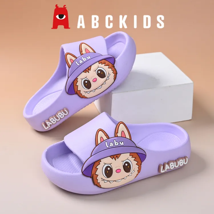 Abckids女童拖鞋儿童拉布布女孩居家室内可爱防滑软底缓震一字拖