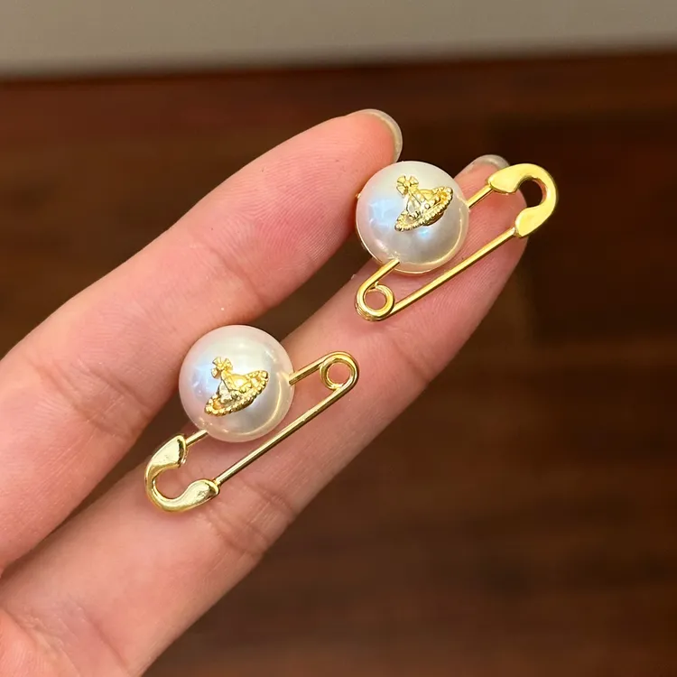 铜合金仿珍珠耳饰 E0258 时尚气质韦雪同款百搭温柔别针耳钉
