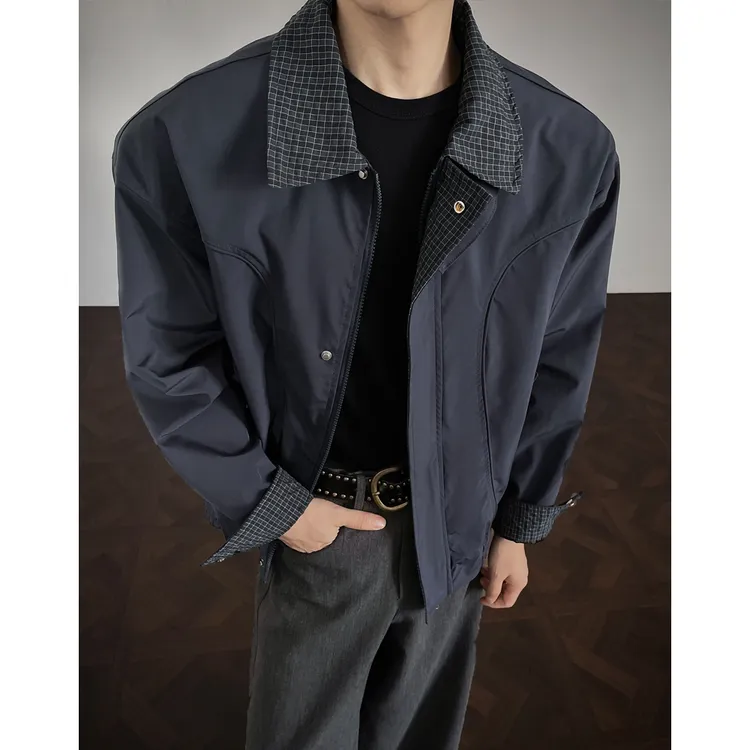 cleanfit短款外套男秋冬美式复古哈灵顿夹克高级感痞帅工装棒球服