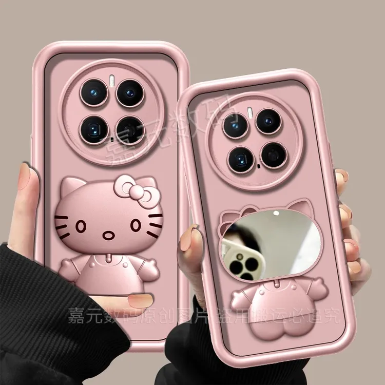 适用【荣耀magic7pro】金属漆香槟粉高级感猫咪支架手机壳防摔女款