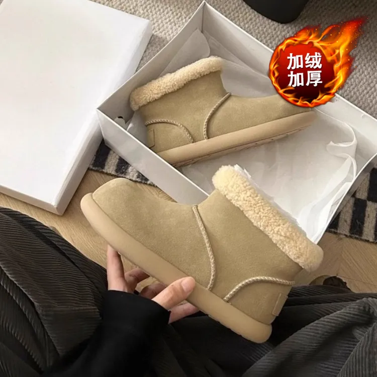 小土豆包头勃肯鞋加绒厚底毛毛鞋女外穿2025新款冬季大头雪地靴男