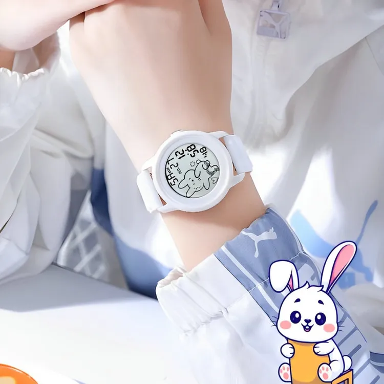 2025年新款可爱儿童手表卡通兔子手表运动防水学生多功能电子手表