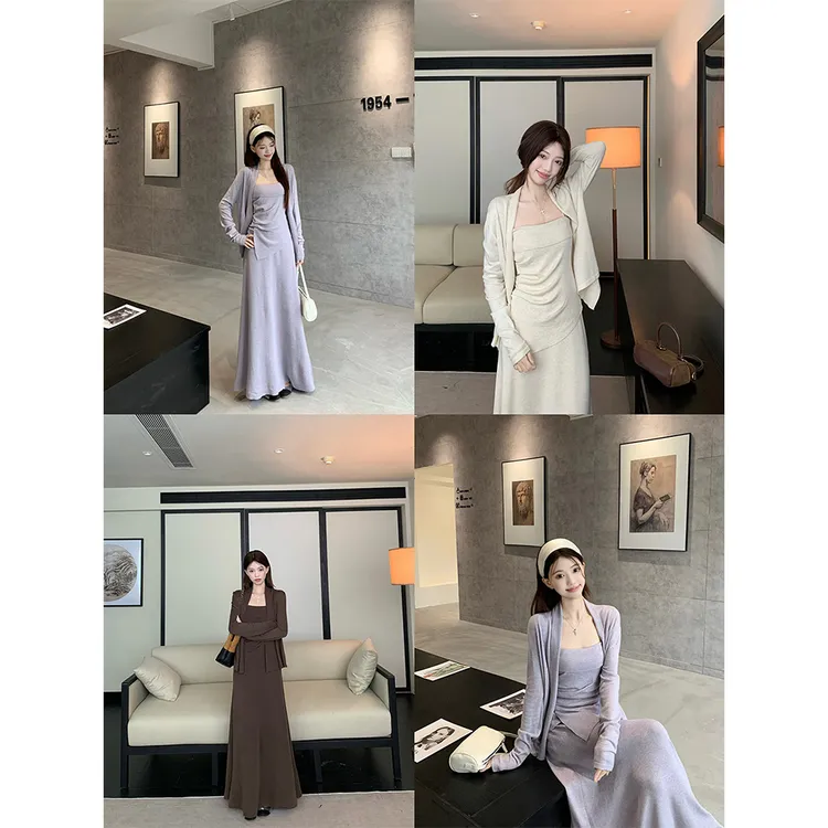【简爱日记】气质慵懒开衫+吊带+半裙显瘦温柔高智老钱套装22699#