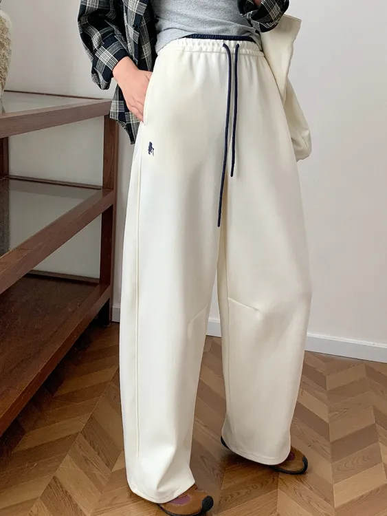 9010撞色抽绳百搭宽松显瘦弯刀裤