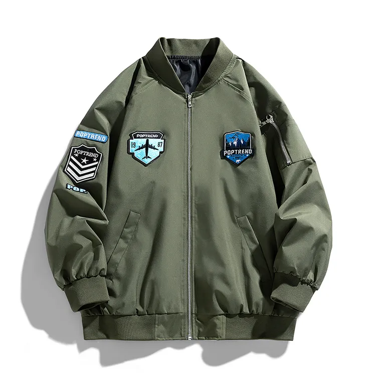 日系登山户外工装美式潮牌复古秋冬高级感夹克刺绣棒球服 JK8896