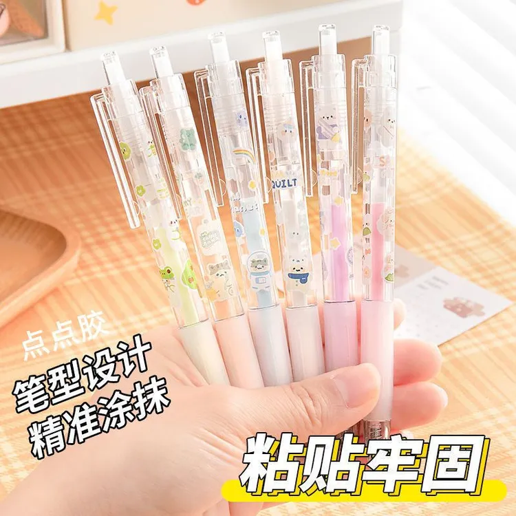 日系卡通笔型点点胶ins笔形手帐点点胶笔点胶笔双面胶
