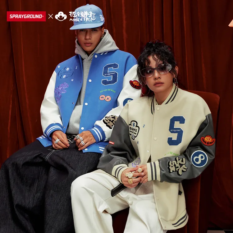 【摇钱树系列】SPRAYGROUND鲨鱼嘴棒球夹克美式复古潮流JM WE131104
