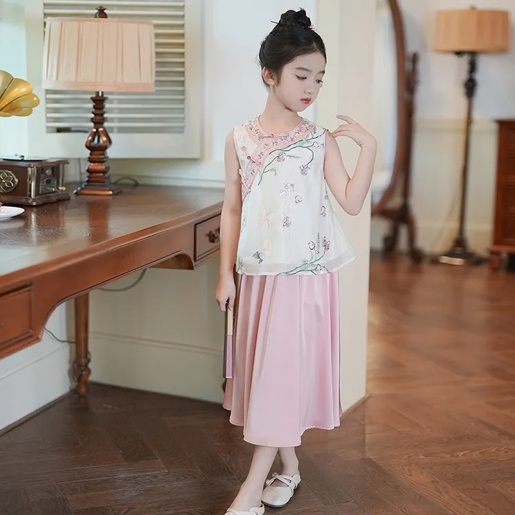 80725汉服女童2025夏新款儿童新中式国风套装女孩洋气两件套