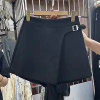 毛呢短裤女秋冬新款气质显瘦高腰阔腿裤不规则a字毛呢裙裤短裙女