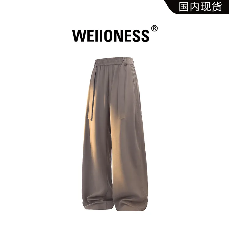 WEIIONESS百搭阔腿休闲裤男秋冬潮流宽松显瘦直筒裤轻奢百搭长裤