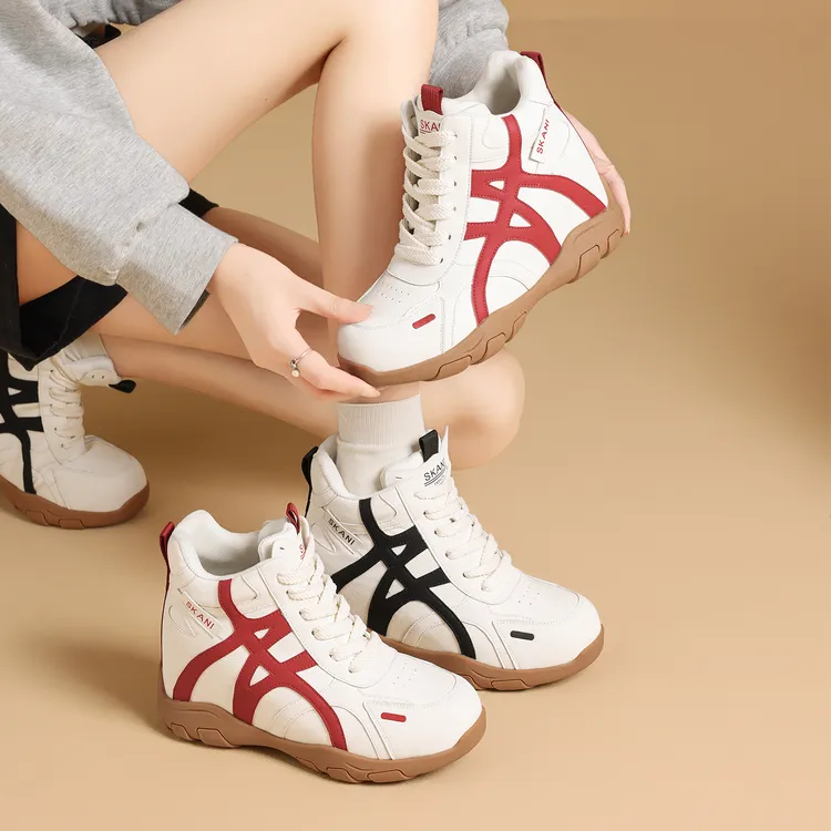 9cm运动休闲鞋女轻便软底2025秋冬新款德训鞋小个子内增高小白鞋