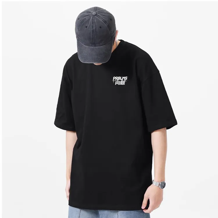 PRBLMS 美式高街艺术声波logo印花宽松舒适百搭个性圆领短袖T恤