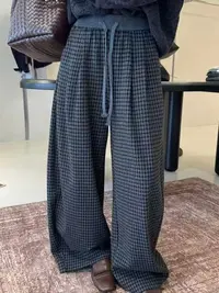 WYFS休闲格子阔腿裤裤