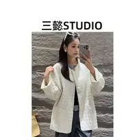 【三懿服饰】高端欧货新款设计感纹理圆领长袖宽松版中长款外套-658