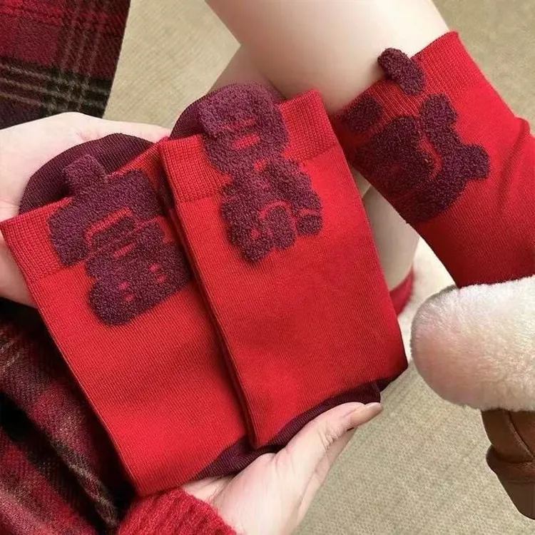 新年礼物暴富袜子女袜情侣本命立体红长袜潮流网红年女袜10双装A