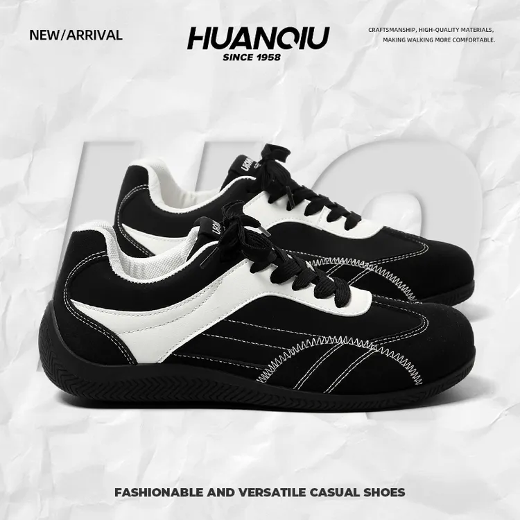 环球黑色内增高赛车鞋男2025春秋新款厚底德训鞋时尚潮流休闲板鞋