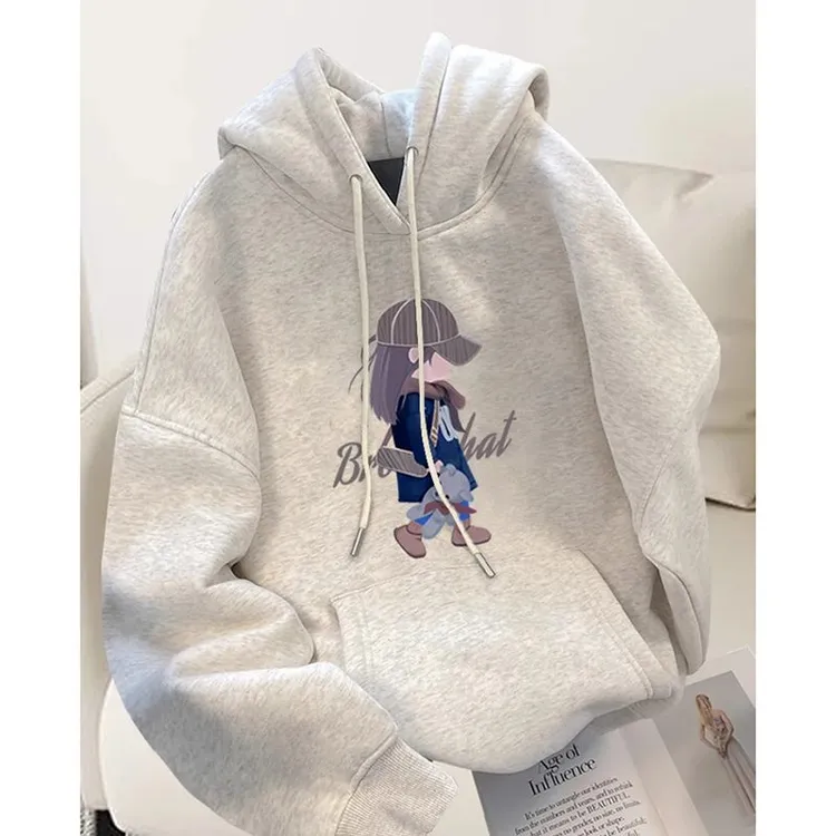 2025爆款时尚灰色加厚卫衣女装秋冬新款洋气流行帽衫外套宽松衣服