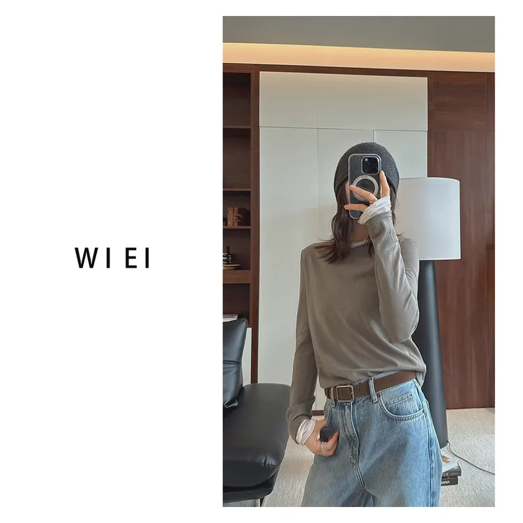 《WI EI》调色师*扬子120S 可水洗羊毛假两件长袖针织打底W25309201