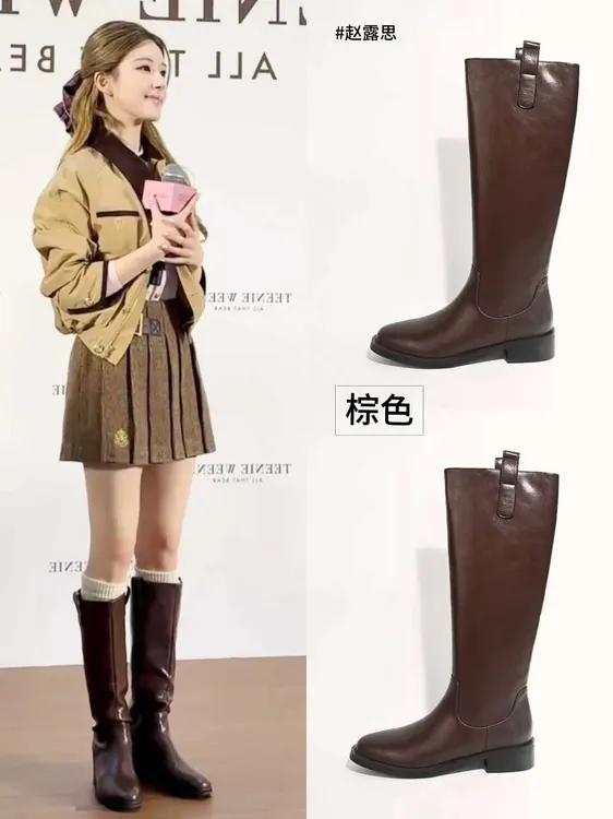 【STAR】经典百搭简约复古先生手工高定气质圆头骑士靴3.5cm